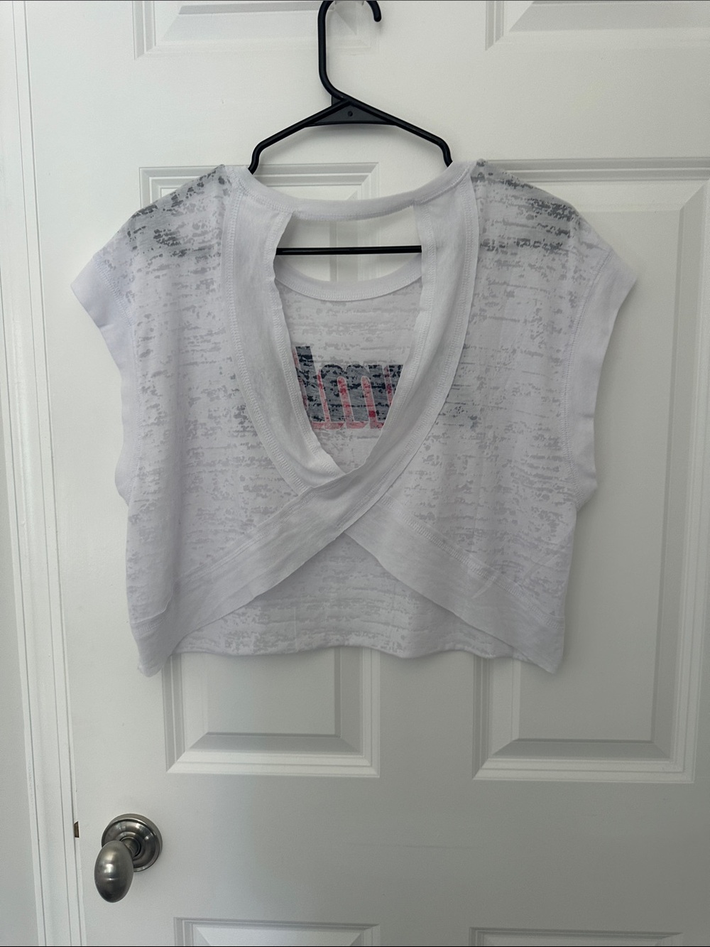 Zumba Fitness White Crop Top with Blue Logo - Picture 3 of 3